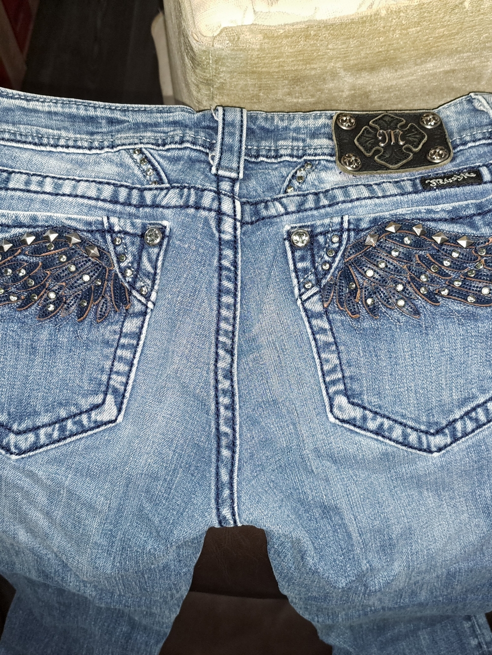 *RARE* Vintage Miss Me Wing Embellished Light Blue Women's Boot Cut Jeans